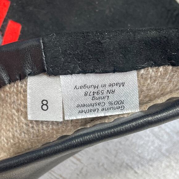 Leather Suede Black Red Whip Stitch Gloves SZ 8 A100959 - Picture 4 of 4